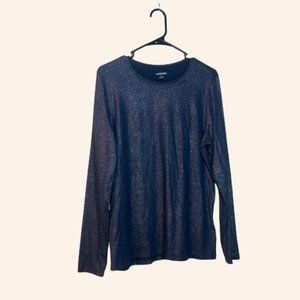Lands' End Shimmered Navy Long Sleeve Shirt (L)